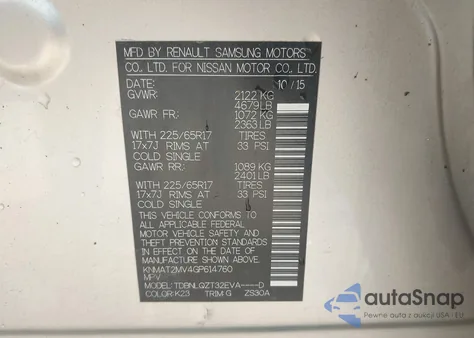 2016 Nissan Rogue Sv z USA, uszkodzony, nr VIN KNMAT2MV4GP614760